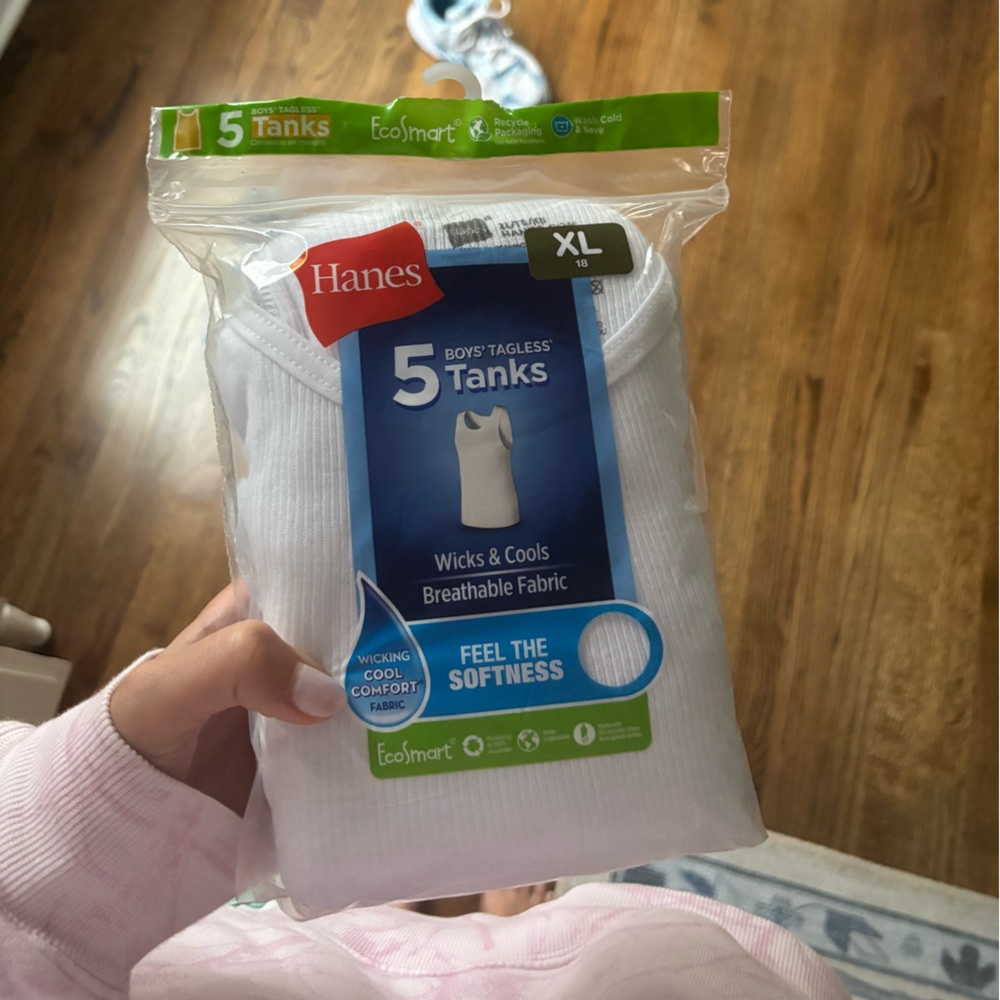Hanes boys tank 
5 pack